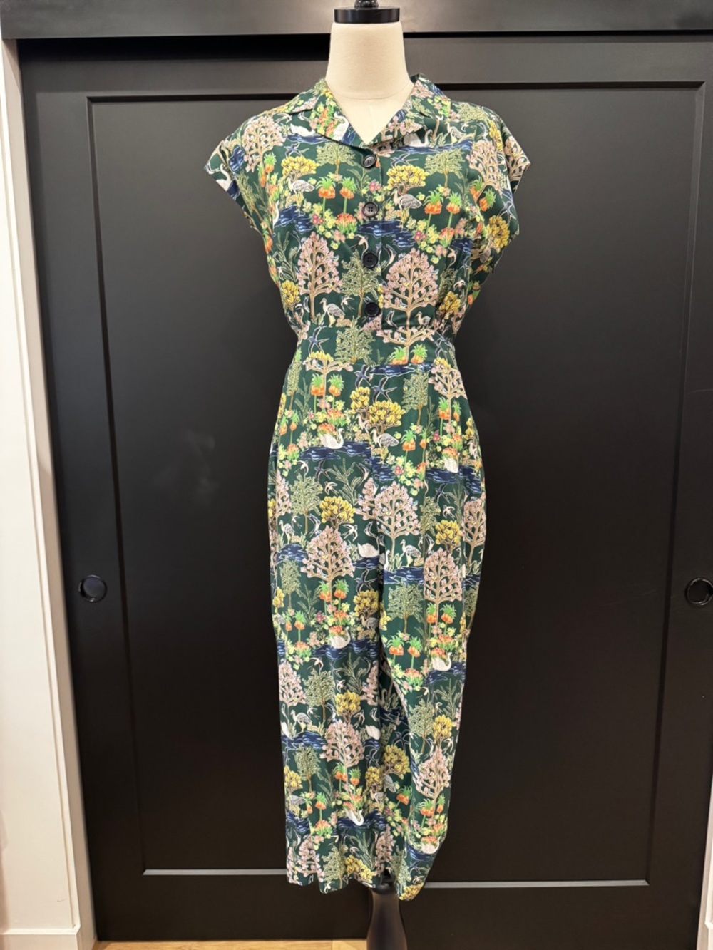 Palava Francesca - Green Botanical Gardens Tencel Jumpsuit UK 12/US 8 - Like New - Picture 4 of 16